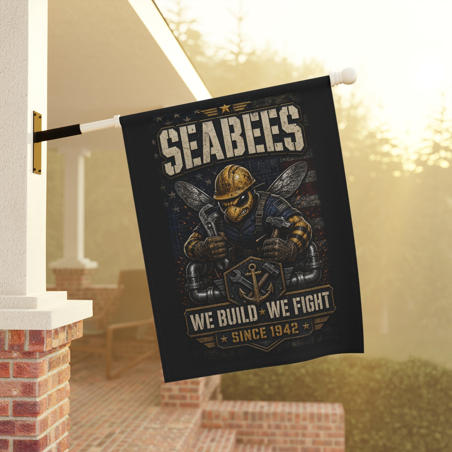 Seabees Garden Flag – “We Build • We Fight” Patriotic Yard Banner (Since 1942)