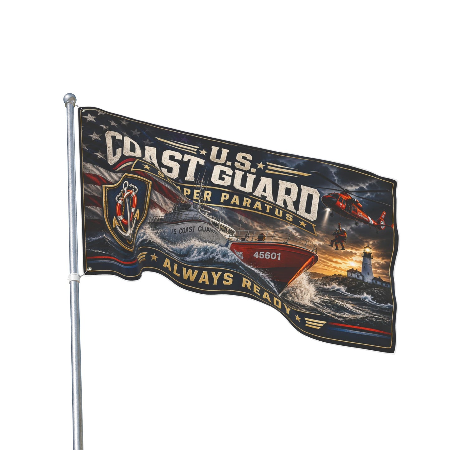 U.S. Coast Guard Double-Sided Flag — "Semper Paratus / Always Ready"