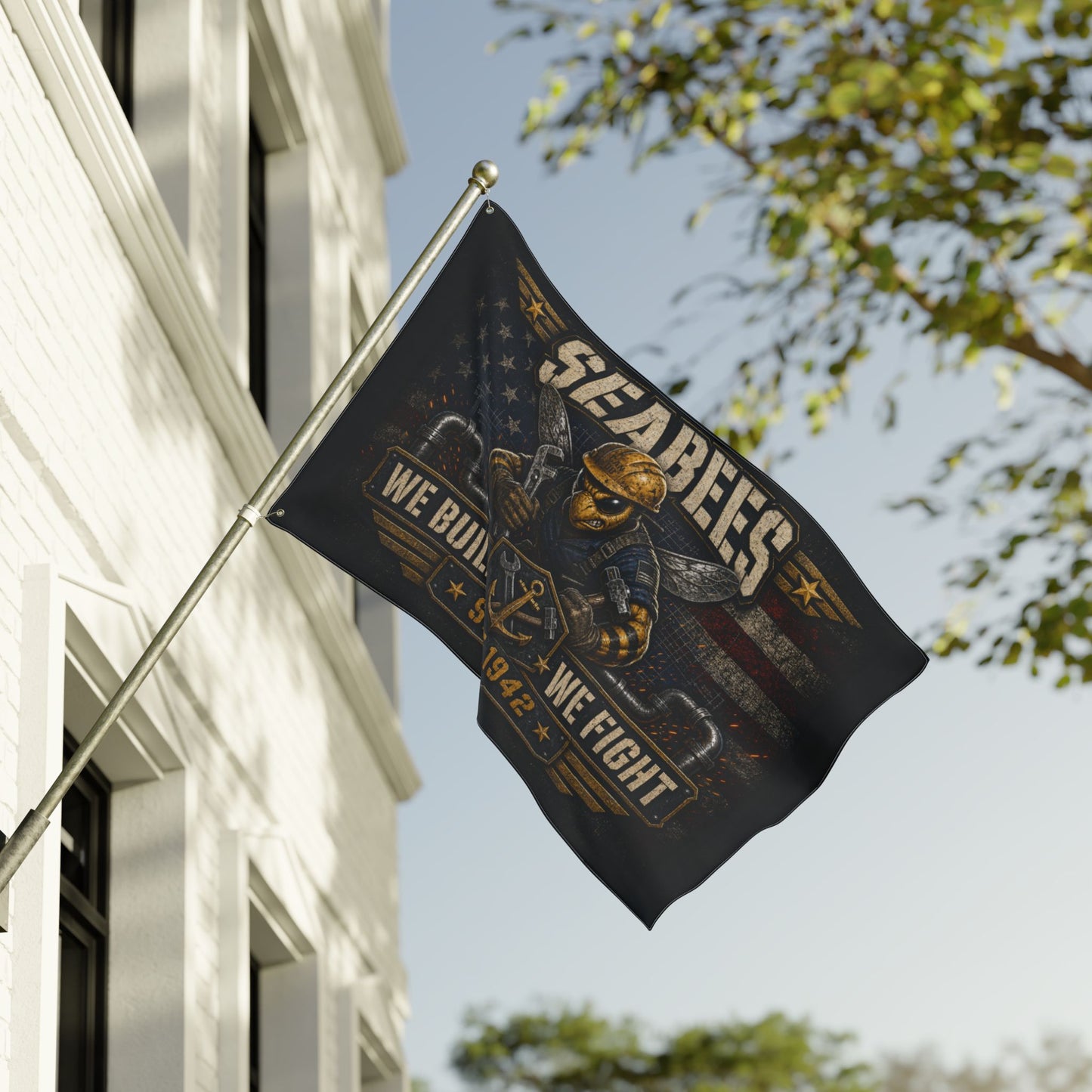 Seabees Double-Sided Flag - "We Build We Fight" Military Tribute (Since 1942)