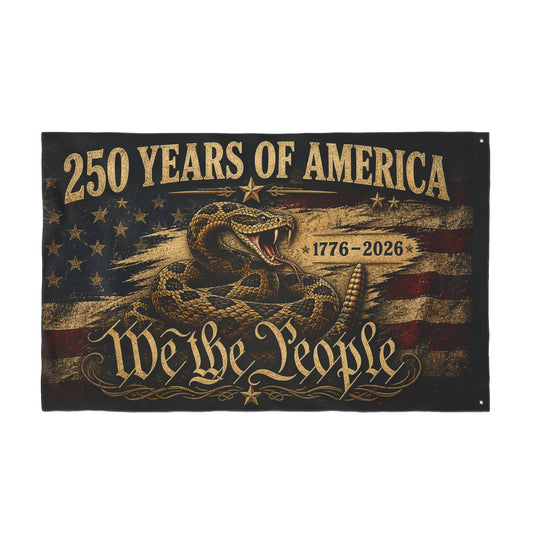 250 Years of America Double-Sided Flag – “We the People” Gadsden Snake Patriotic Banner (1776–2026)