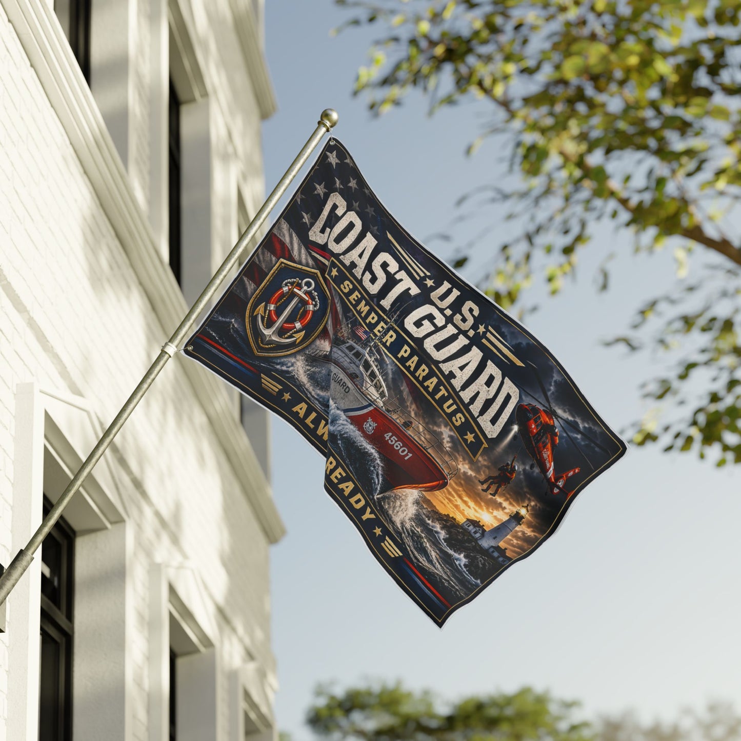 U.S. Coast Guard Double-Sided Flag — "Semper Paratus / Always Ready"