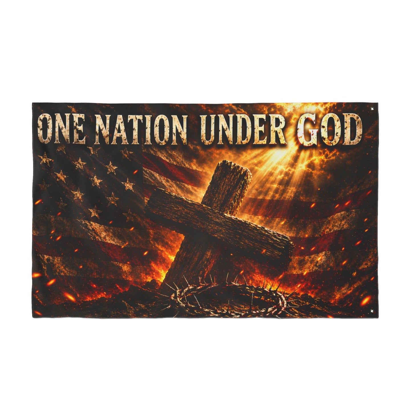One Nation Under God Double-Sided Flag — Patriotic Christian Cross Wall & Outdoor Banner