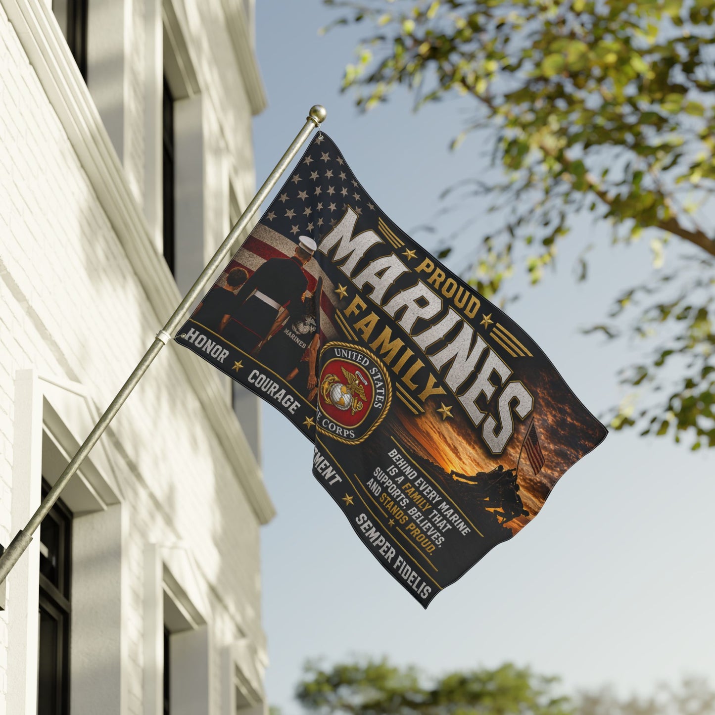 Proud Marines Family Flag – Double-Sided USMC Tribute Flag
