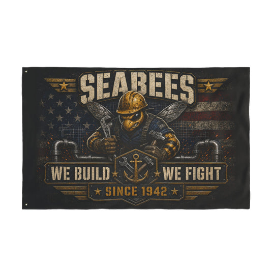 Seabees Double-Sided Flag - "We Build We Fight" Military Tribute (Since 1942)