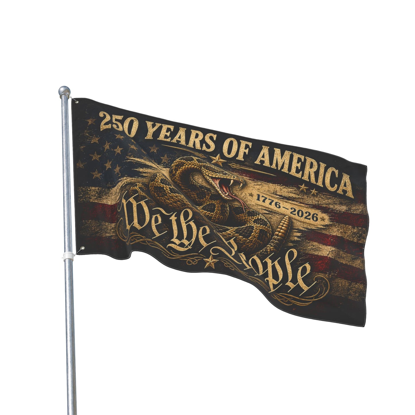 250 Years of America Double-Sided Flag – “We the People” Gadsden Snake Patriotic Banner (1776–2026)