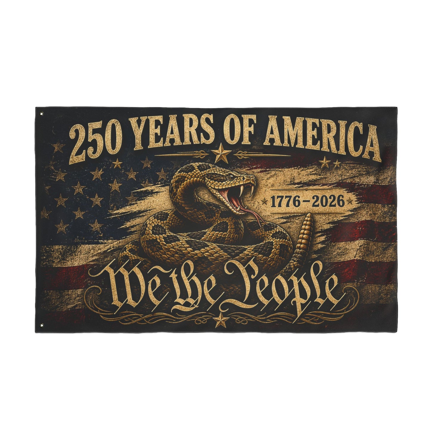 250 Years of America Double-Sided Flag – “We the People” Gadsden Snake Patriotic Banner (1776–2026)