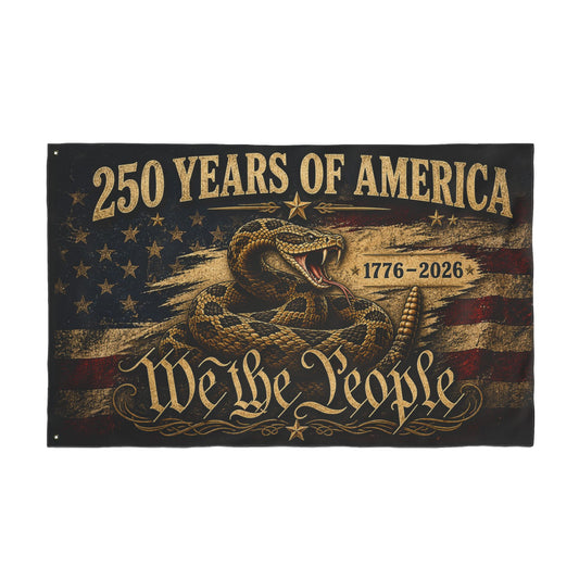250 Years of America Double-Sided Flag – “We the People” Gadsden Snake Patriotic Banner (1776–2026)