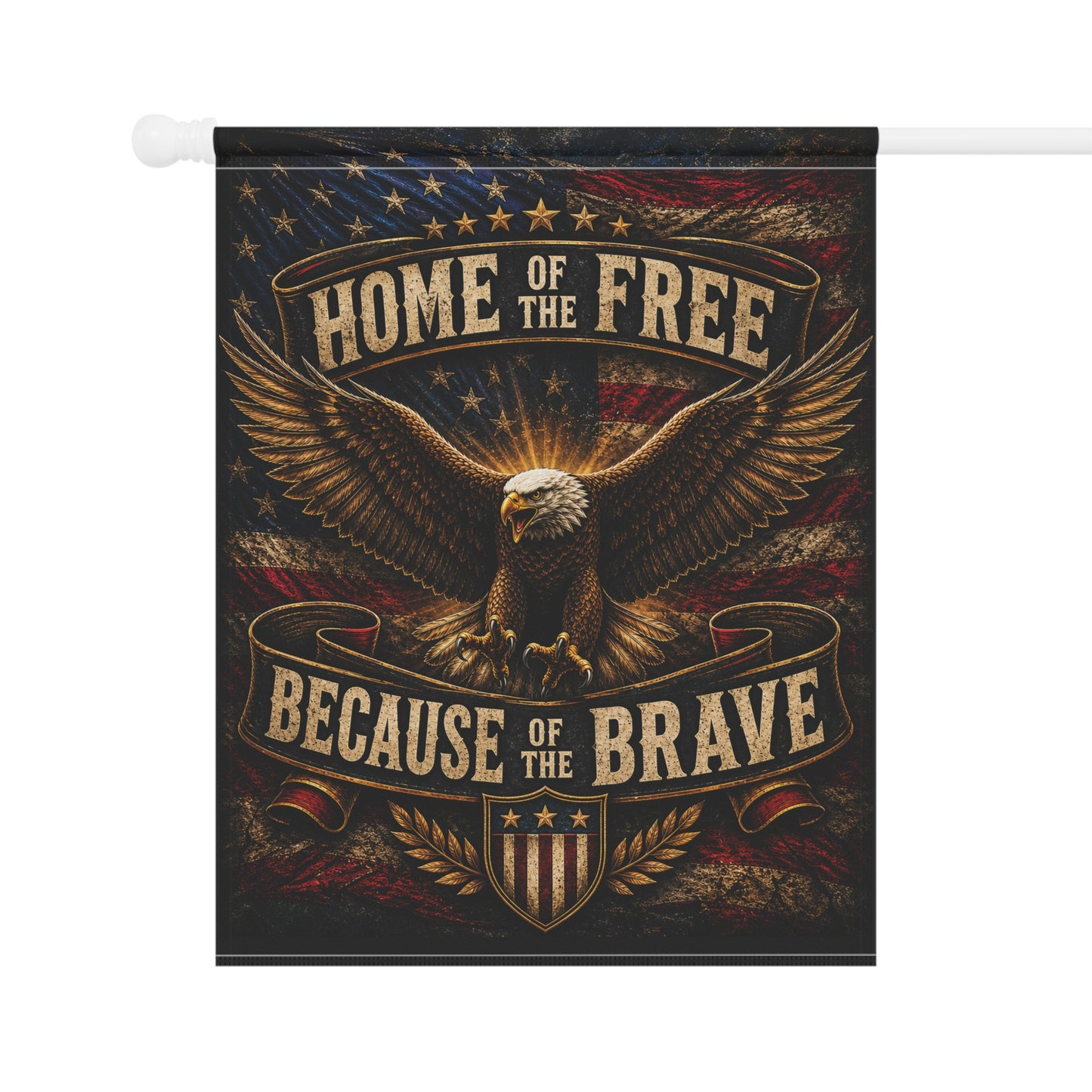 Patriotic Garden Flag - "Home of the Free Because of the Brave" Eagle Banner