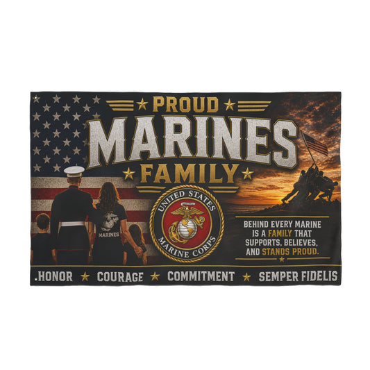 Proud Marines Family Flag – Double-Sided USMC Tribute Flag
