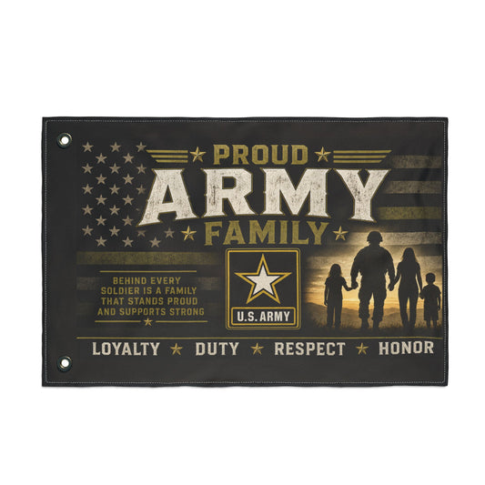 Proud Army Family Double-Sided Flag – U.S. Army Honor, Loyalty & Duty Military Garden Banner