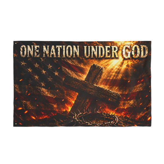 One Nation Under God Double-Sided Flag — Patriotic Christian Cross Wall & Outdoor Banner
