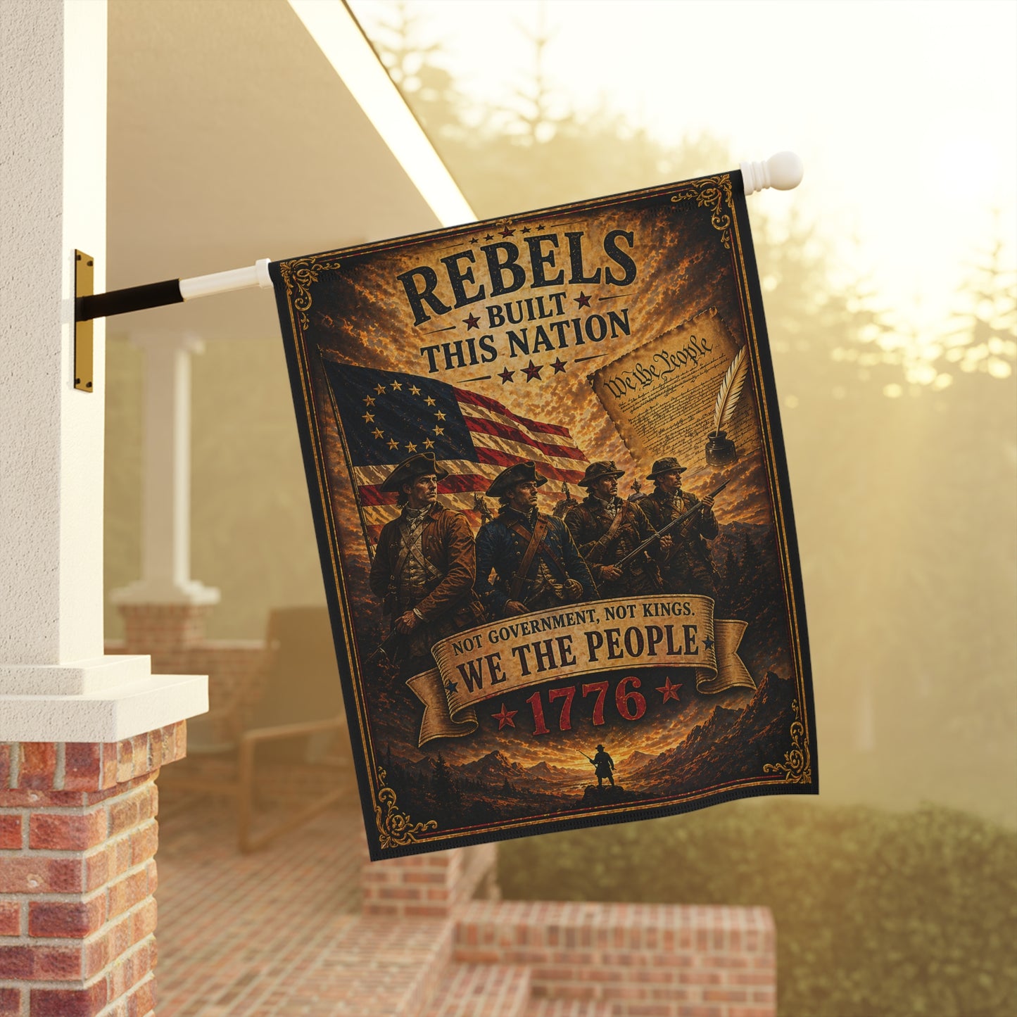 Patriotic 'Rebels Built This Nation' Garden Flag — 1776 We The People Banner
