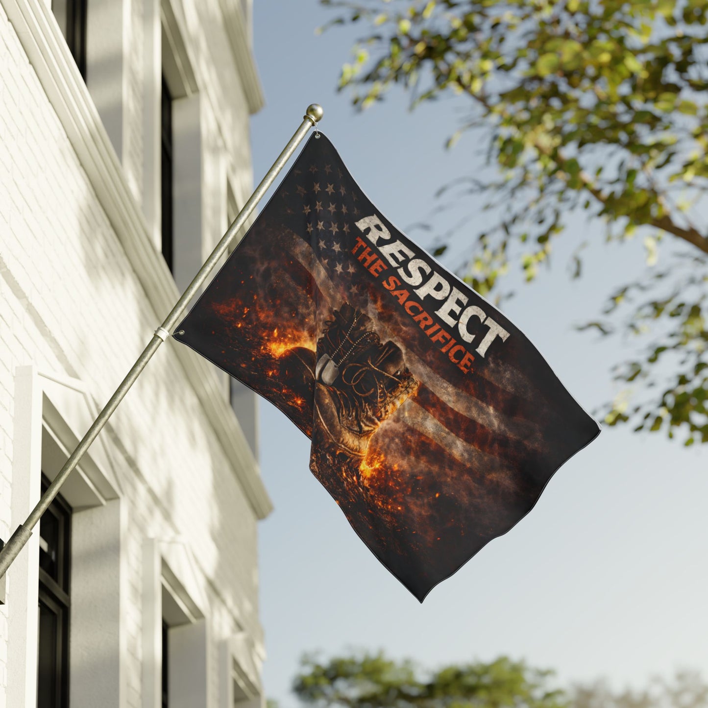Respect the Sacrifice Military Memorial Flag — Double-Sided Patriotic Display