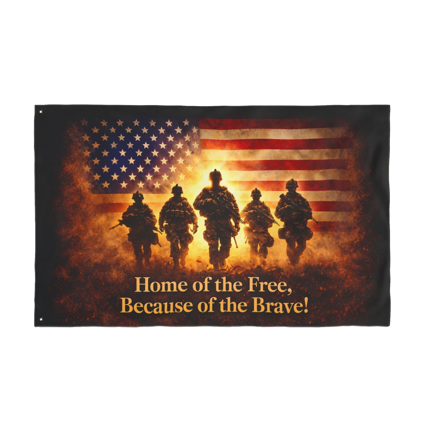 Patriotic Military Flag — "Home of the Free, Because of the Brave" Double-Sided
