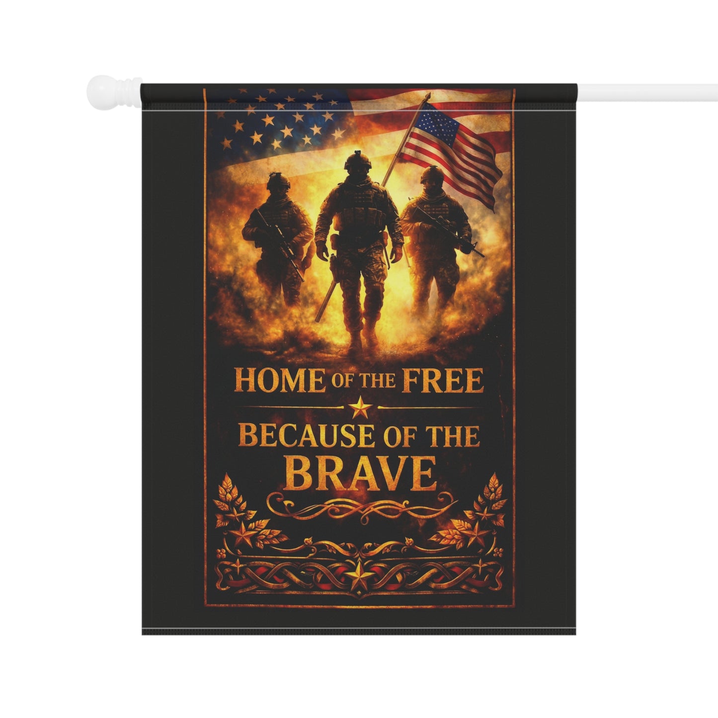 Garden Flag — "Home of the Free Because of the Brave" Patriotic Military Tribute