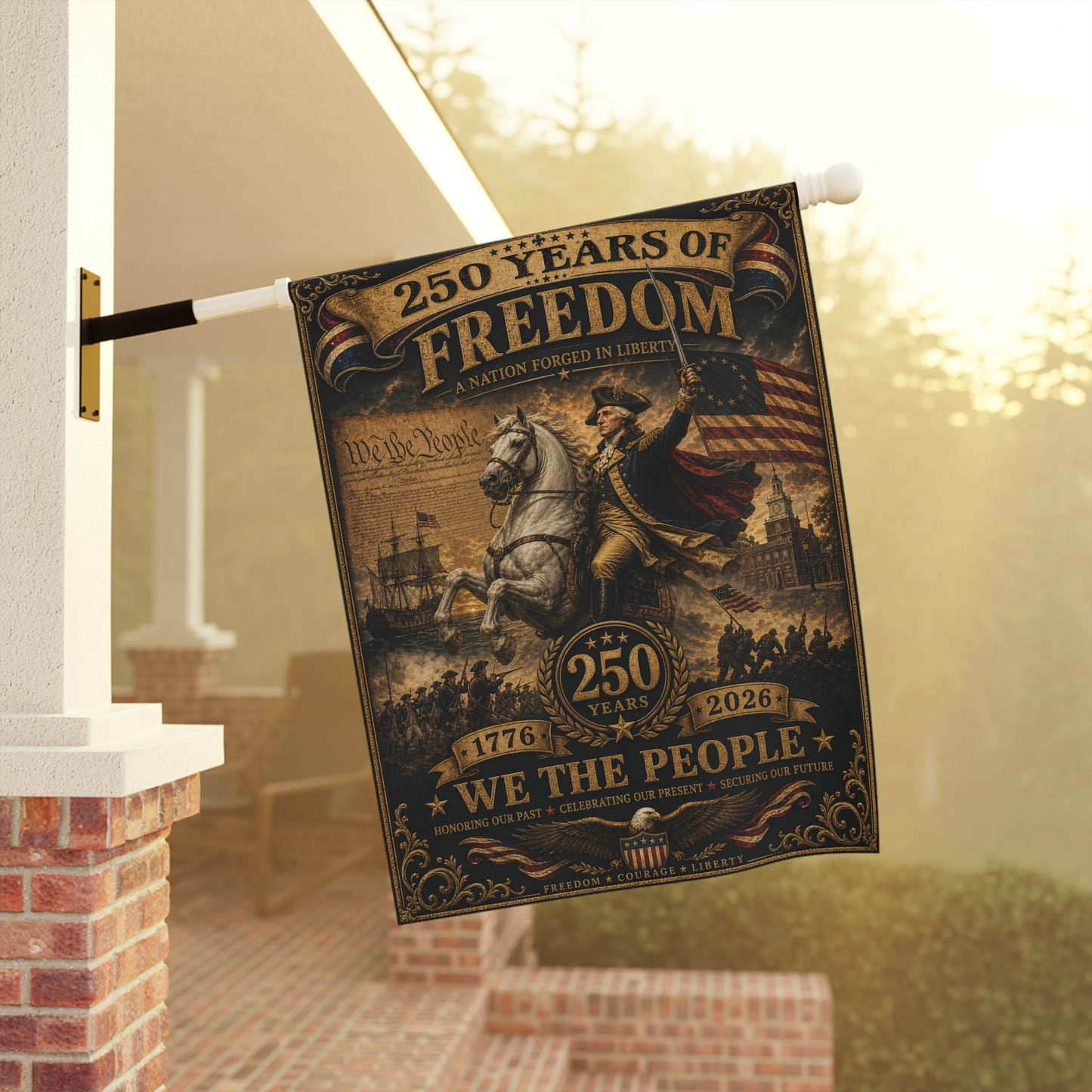 250 Years of Freedom Garden Flag - 'We The People' Patriotic House Banner (1776–2026)