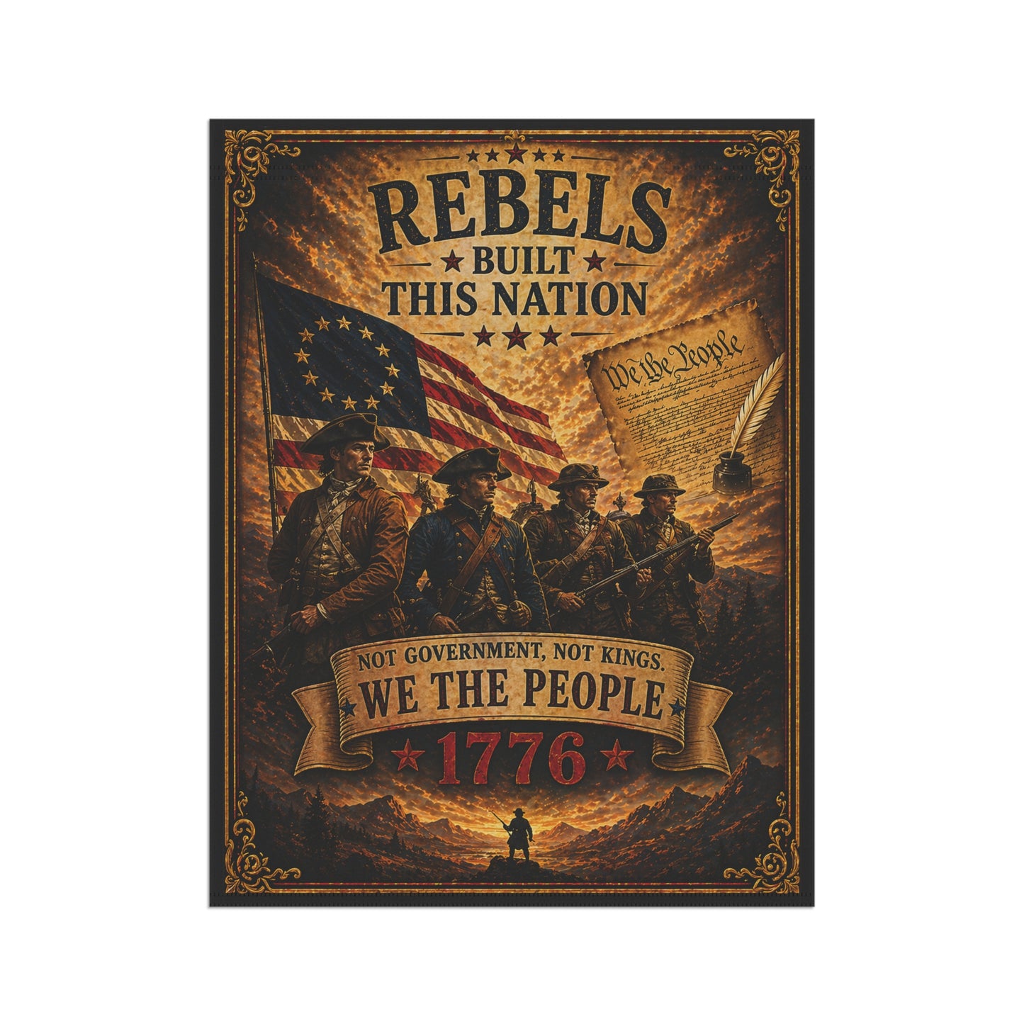 Patriotic 'Rebels Built This Nation' Garden Flag — 1776 We The People Banner