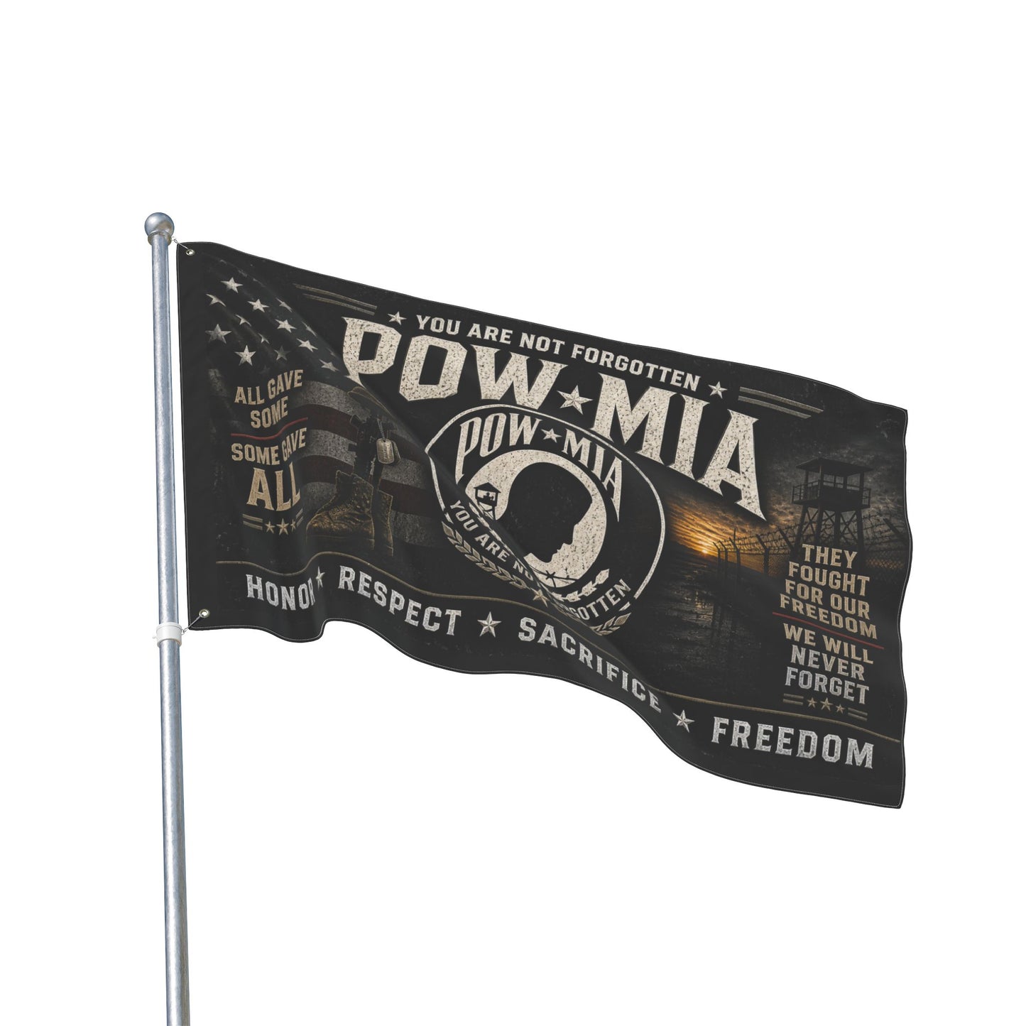 POW•MIA Memorial Flag — Double-Sided Honor & Respect Military Banner
