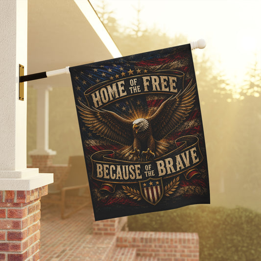 Patriotic Garden Flag - "Home of the Free Because of the Brave" Eagle Banner