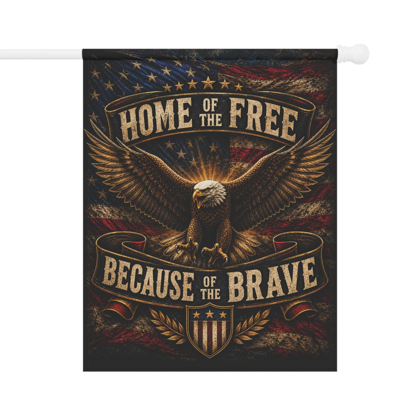 Patriotic Garden Flag - "Home of the Free Because of the Brave" Eagle Banner