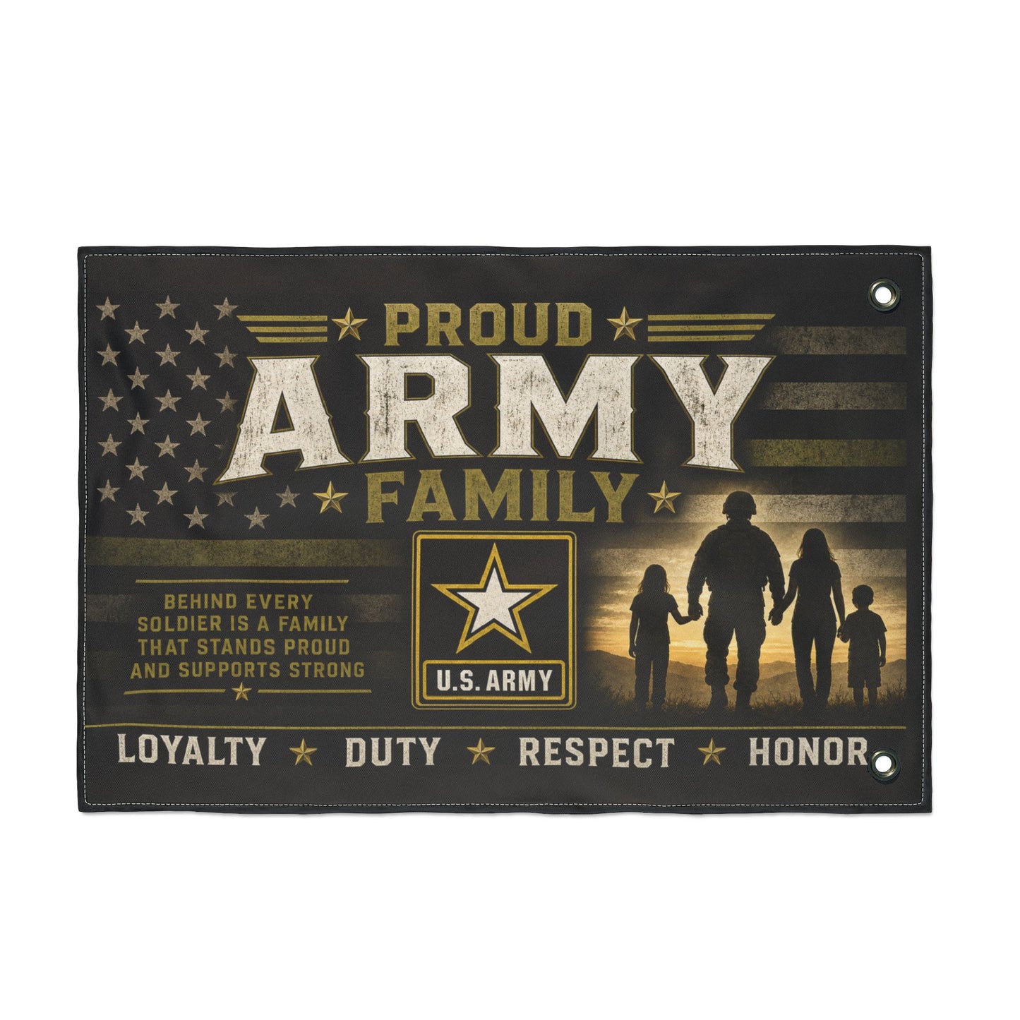 Proud Army Family Double-Sided Flag – U.S. Army Honor, Loyalty & Duty Military Garden Banner