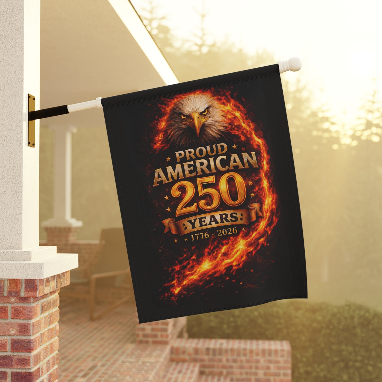 Proud American 250 Years Garden Flag — 1776–2026 Eagle Patriotic House Banner
