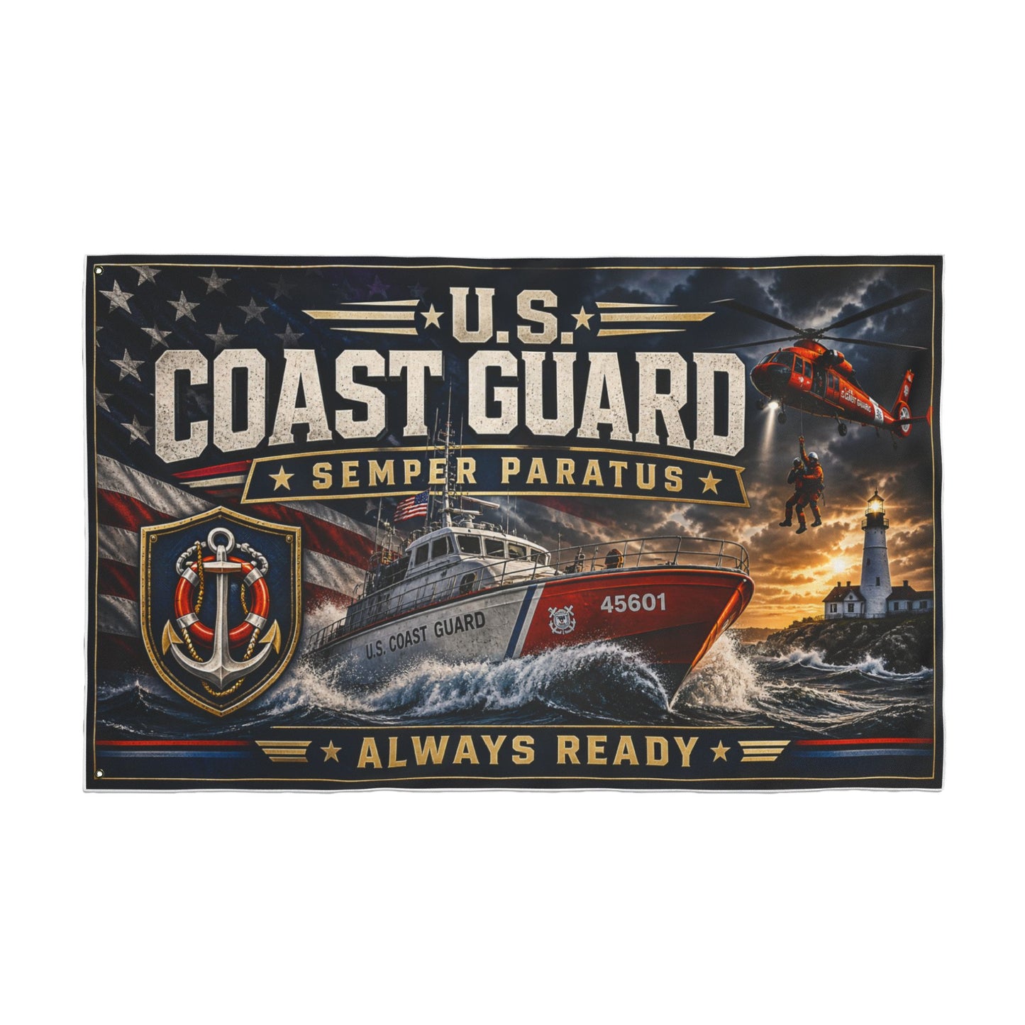U.S. Coast Guard Double-Sided Flag — "Semper Paratus / Always Ready"